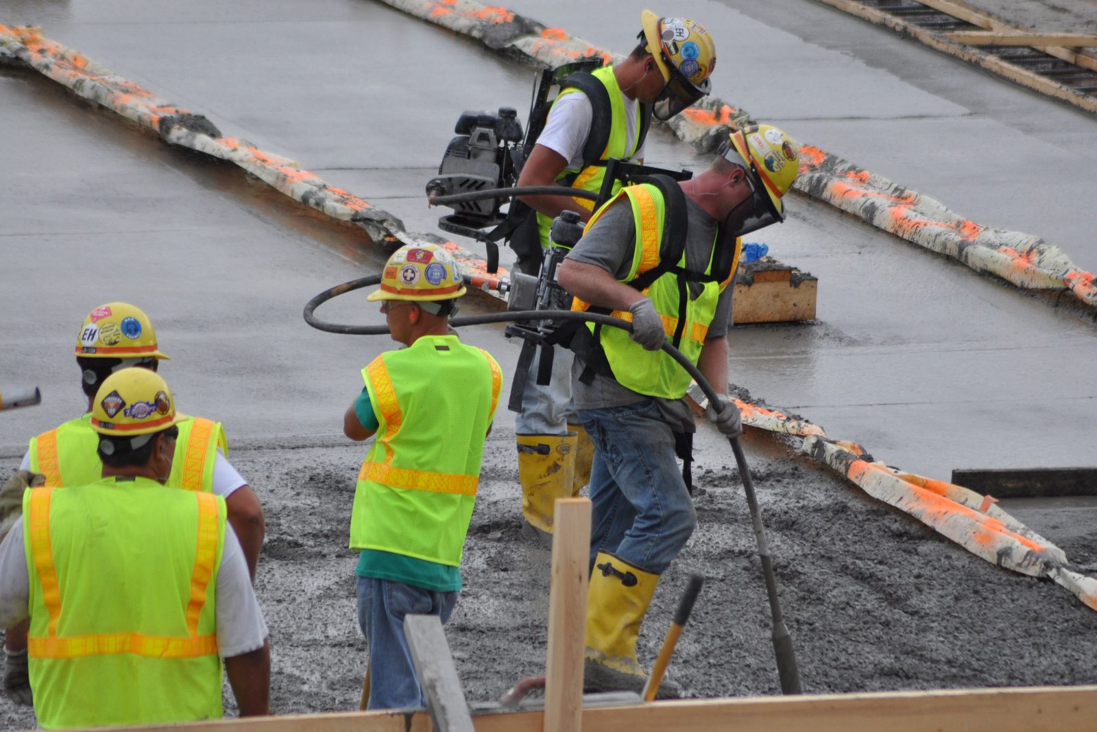 Crew at work on a commercial job site