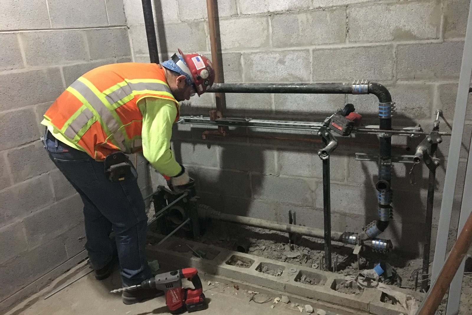 Plumber on commercial rough-in