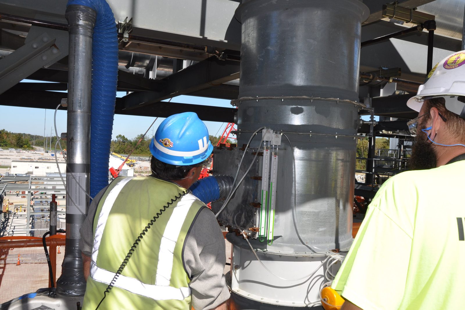 Sheet metal crew on a commercial deck